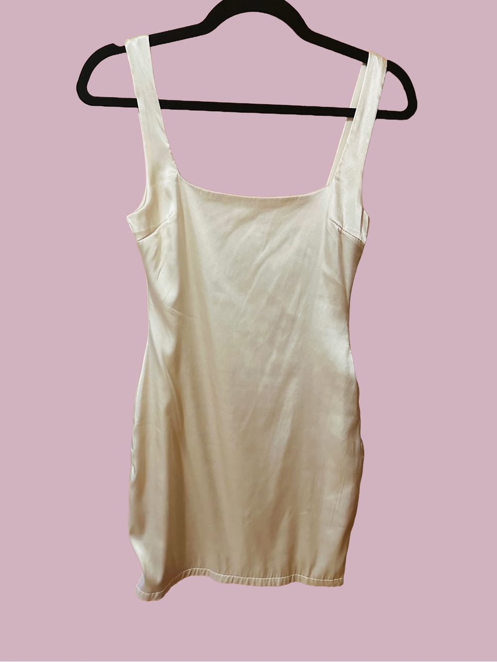 Hey Babe Cream Satin Slip Dress - Small